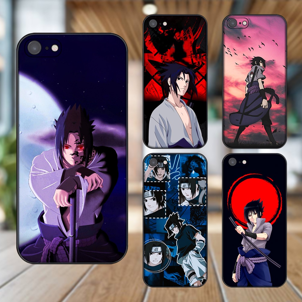 Ốp lưng iPhone 7, 8 dẻo đen cạnh vuông in hình Uchiha Sasuke Naruto
