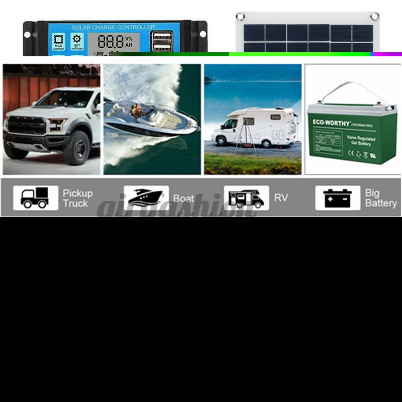 Bảng Điều Khiển 100W 12V Solar Panel + Bộ Bộ Điều Khiển LCD 10-100A Hoặc Xe Thuyền Vận Chuyển Caravan RV Xe/Cắm Trại/Hoạt Động Ngoài Trời Bộ Sạc Kẹp Cá Sấu