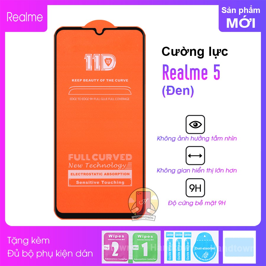 Kính Cường Lực 11D Realme 5 Full Màn Đen MIETUBL