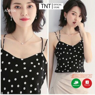 Áo 2 dây nữ sợi bún trơn GOROGI - áo hai dây nữ chấm bi dây nhỏ kiểu croptop chất lụa sang xịn mịn