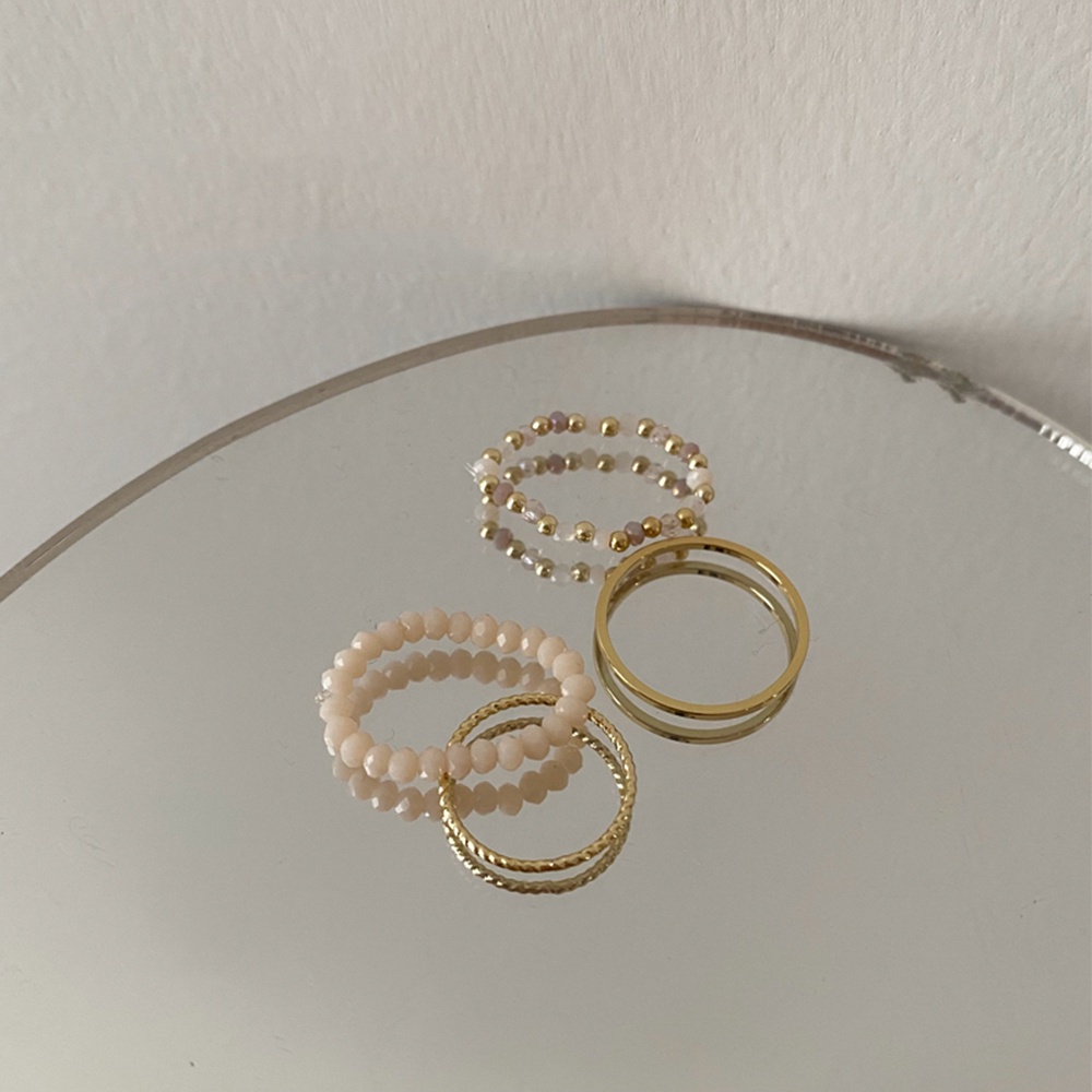 ✨✨Bộ 4 Nhẫn Bạc Nhiều Màu Phong Cách Hàn Quốc