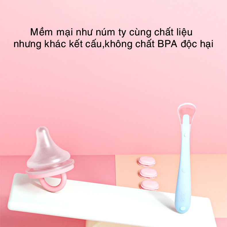 Combo 3 Thìa ăn dặm silicon cao cấp KUB, muỗng ăn dặm có thể thay đổi màu sắc cho bé KUB OFFICIAL