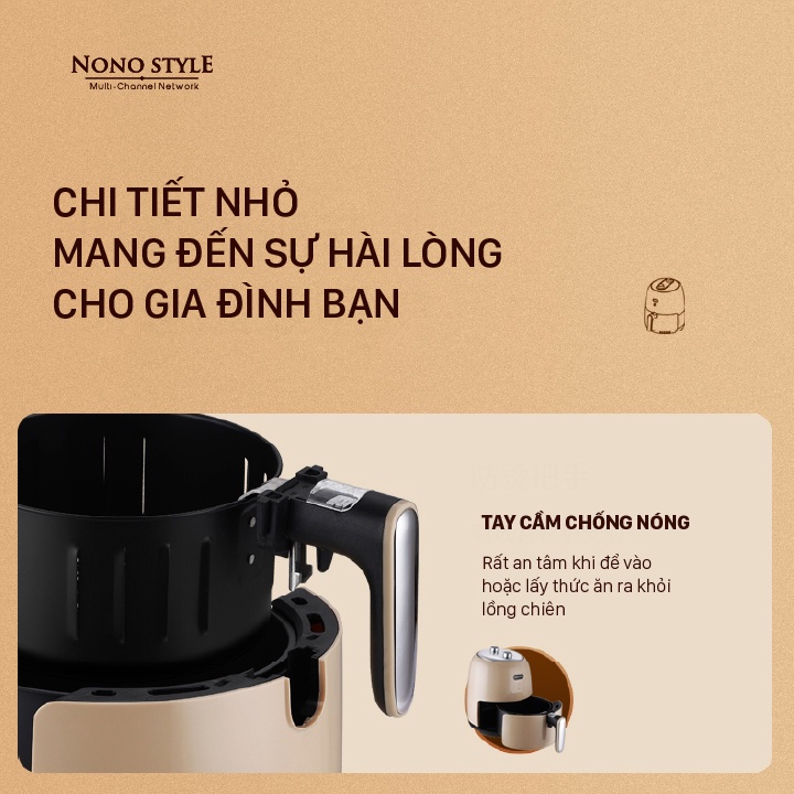 Nồi chiên không dầu 4.2 lít BIYI AF80 - Núm vặn cơ, dễ dàng sử dụng, công suất 1500W - BH 12 THÁNG