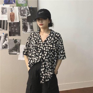 Áo sơ mi hoa cúc dáng freesize