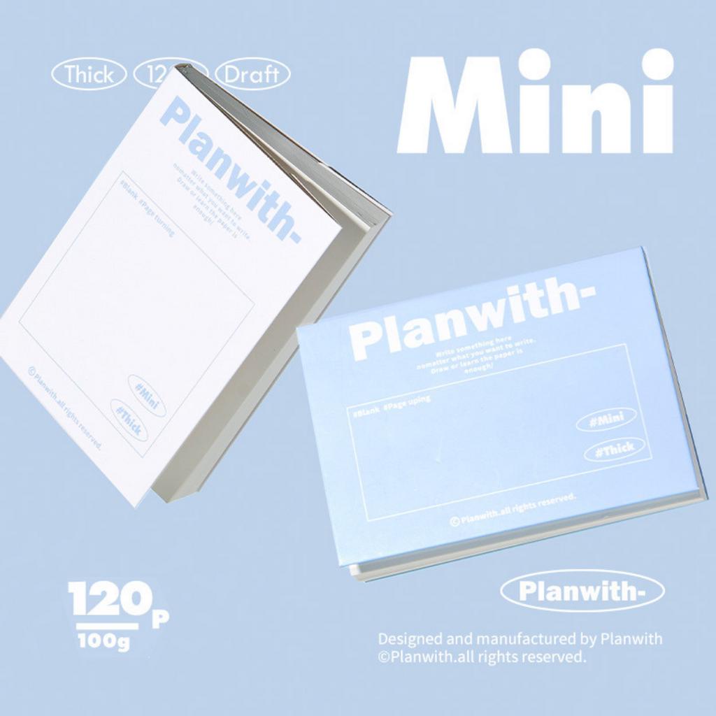 Sổ Tay Planwith Size MINI Ruột Trơn 240 Trang Giấy 100GSM Tặng Kèm Sticker