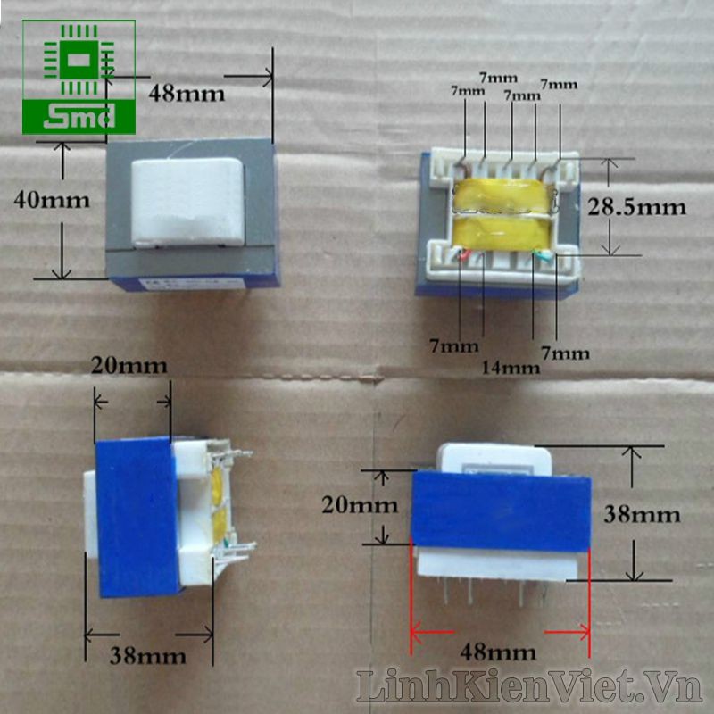 Biến áp có chân hàn 220V/110V- 18V/9V 8Wcó chân hàn PCB