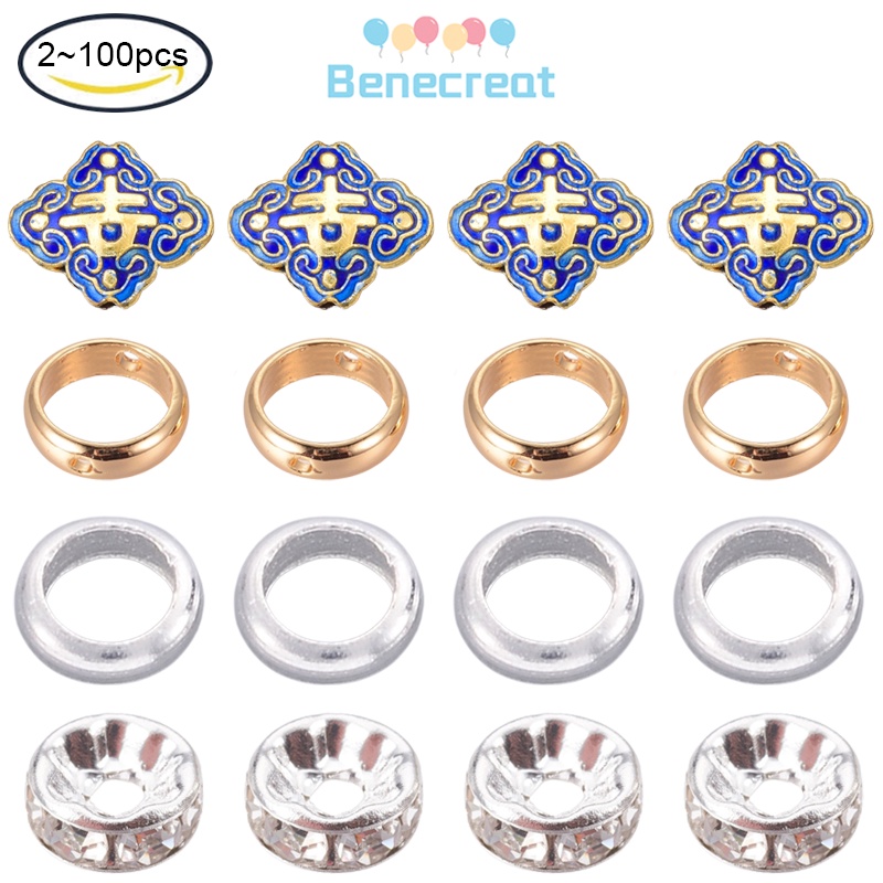 Set 2~100 Hạt Xâu Chuỗi Làm Trang Sức Thủ Công Bằng Đồng Màu Vàng/ Bạc/ Xanh Dương