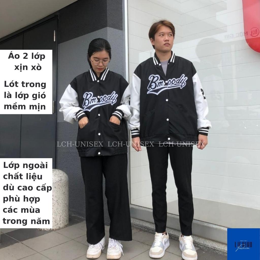 Áo khoác bomber bóng chày nam nữ form rộng vải dù 2 lớp thêu BMOODY dày đẹp LCH
