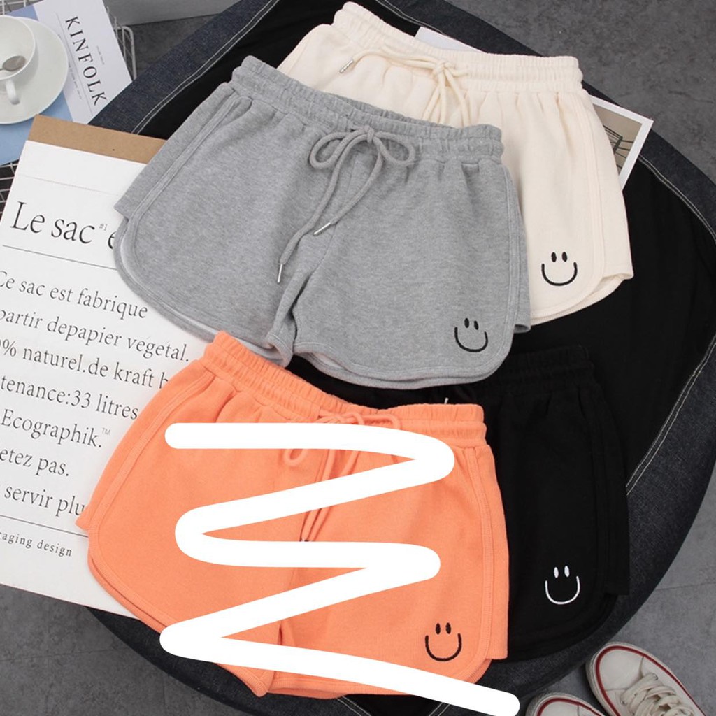 Quần Đùi Ngủ Nữ Mặc nhà In Hình Mặt Cười, Quần Short Nữ Mặc Ở Nhà Freesize
