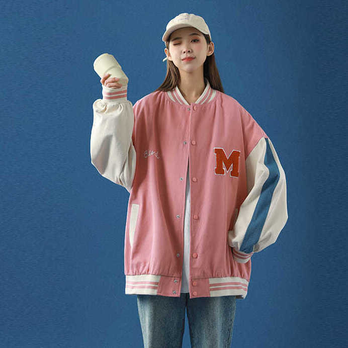 Áo Khoác Bóng Chày Form Rộng Phối Màu Thời Trang Cho Nữ | BigBuy360 - bigbuy360.vn