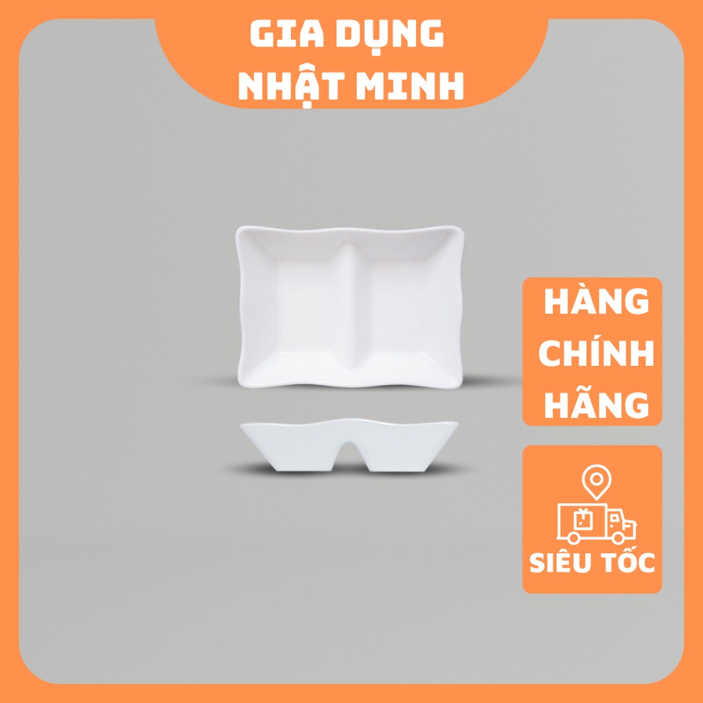 Đĩa chấm 2 ngăn sứ Chuan Kou