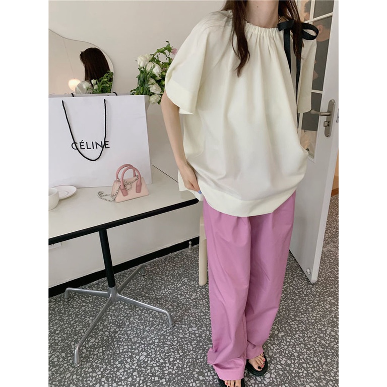 Áo Kiểu Tay Ngắn Phối Dây Cột Thời Trang Trẻ Trung