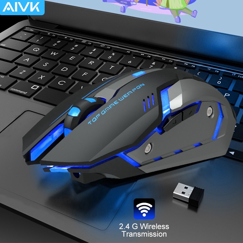 Chuột máy tính chơi game không dây 2.4G sạc lại được có đầu nhận USB