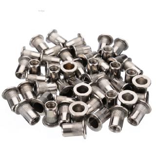 50pcs New M6 Thread Stainless Steel Flat Head Rivet Nut Rivnut Insert Nutsert