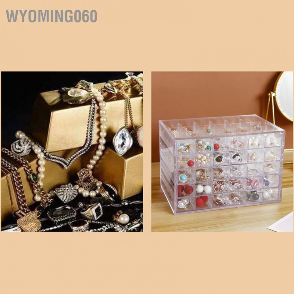 Wyoming060 5 Layer Transparent Jewelry Box Drawer Type Dustproof Storage 120 Compartm