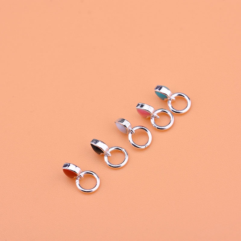 █diy゜ S925 Bạc●Mặt Dây Chuyền Hình Trái Tim Bằng Epoxy S925 Màu Đỏ/Trắng/Hồng/Xanh Dương