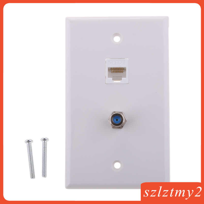 [galendale] Coaxial F Connector Ethernet Network Wall Plate Coax     Socket Outlet