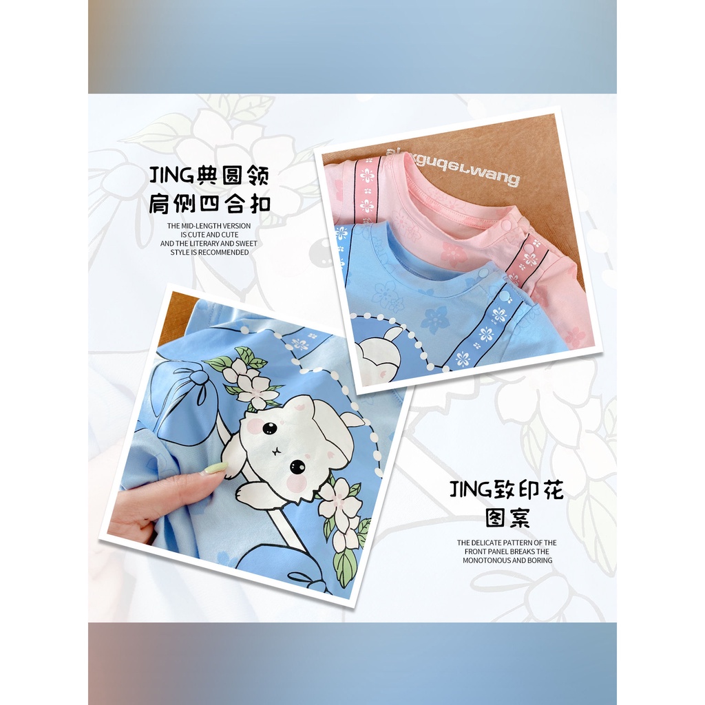 Đầm Công Chúa Tay Ngắn Thắt Nơ In Họa Tiết Hoạt Hình Kiểu Hàn Quốc Thời Trang Mùa Hè Cho Bé Gái