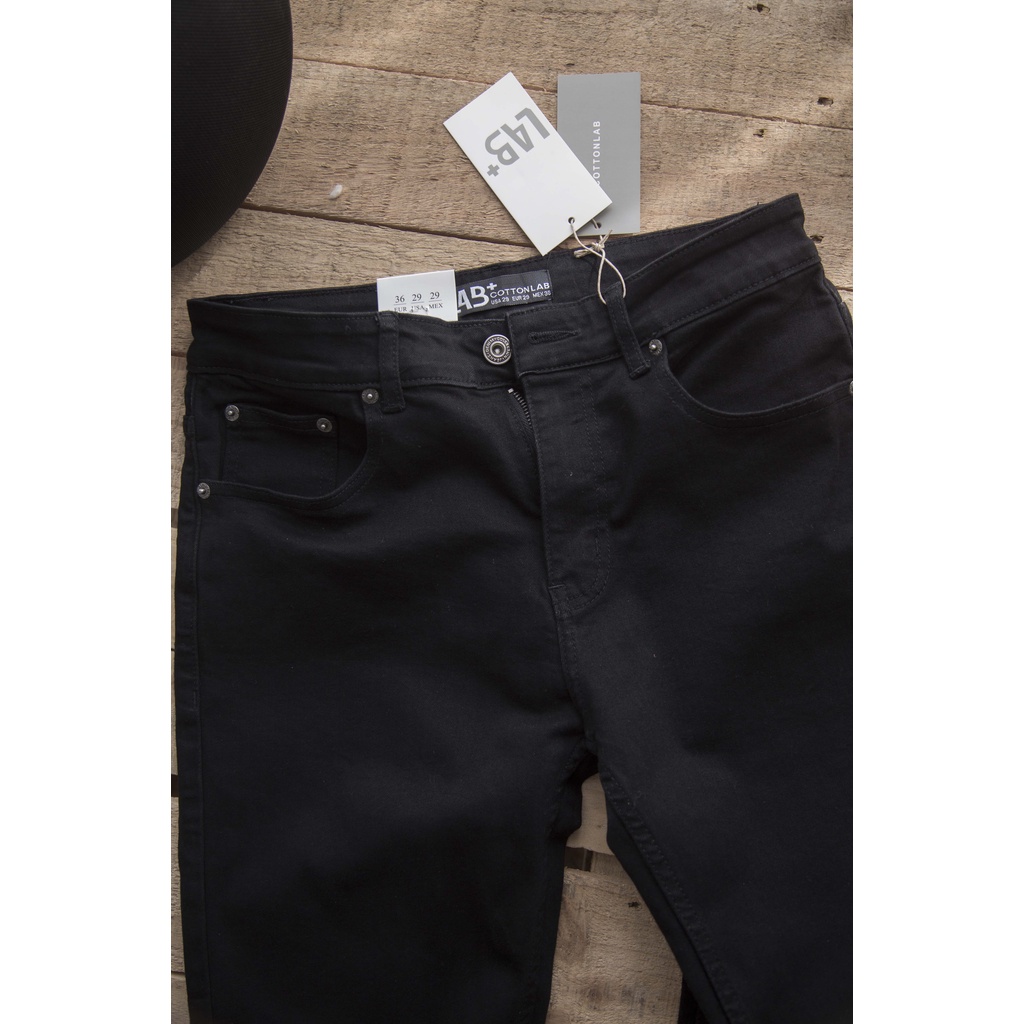 Quần jean nam đen trơn, đen rách gối cao cấp chất co giãn không phai màu from slimfit