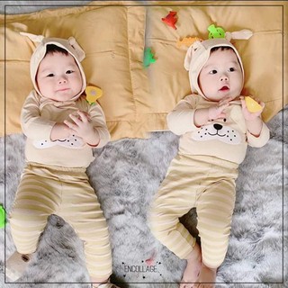 Bộ Cotton Lạnh Kèm Mũ Hình Chú Chó(hàng Quảng Châu) Cực Dễ Thương cho bé trai gái QATE00001