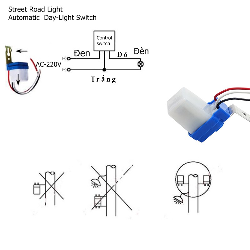 Công tắc cảm biến ánh sáng bật tắt tự động AS10 220v 10A