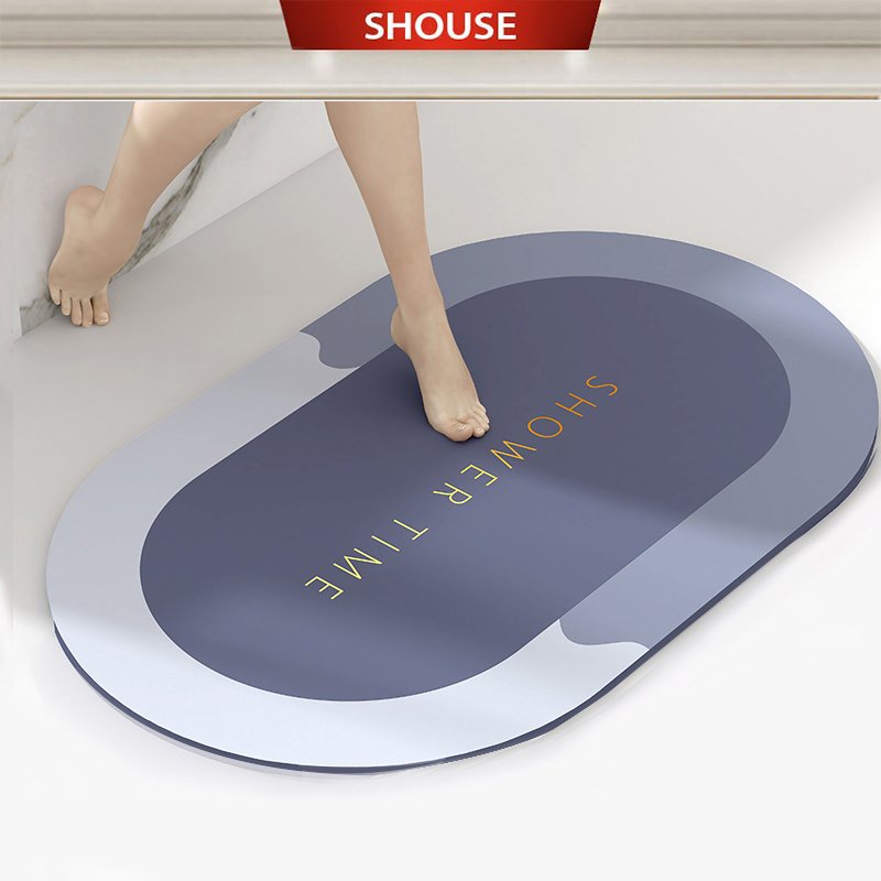 Thảm Lau Chân phòng tắm Silicon SHOUSE siêu thấm hút nước đế cao su chống trơn trượt