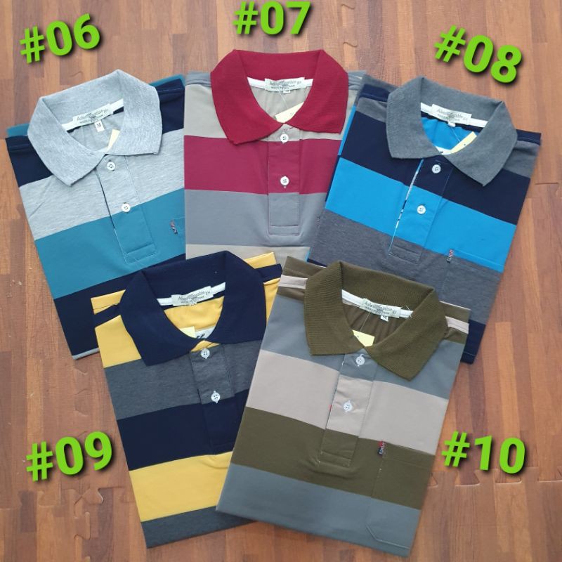 Áo Thun Nam Cổ Bẻ Kẻ Sọc Hàng Trung Niên Cao Cấp