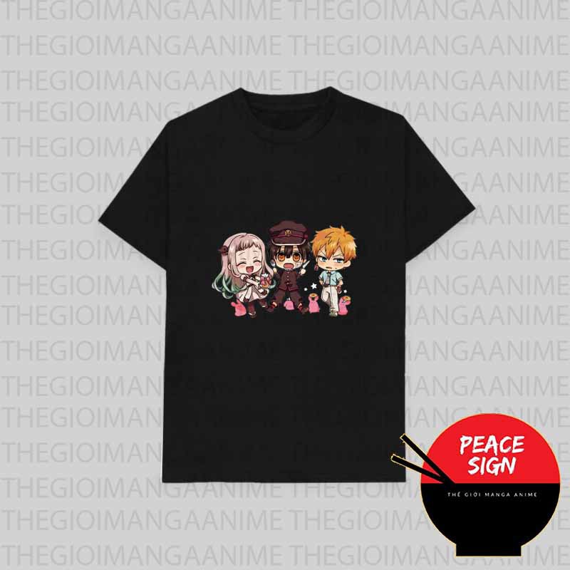 Áo thun phông đen in hình nhân vật JIBAKU SHOUNEN HANAKO-KUN Ác quỷ trong nhà xí thời trang