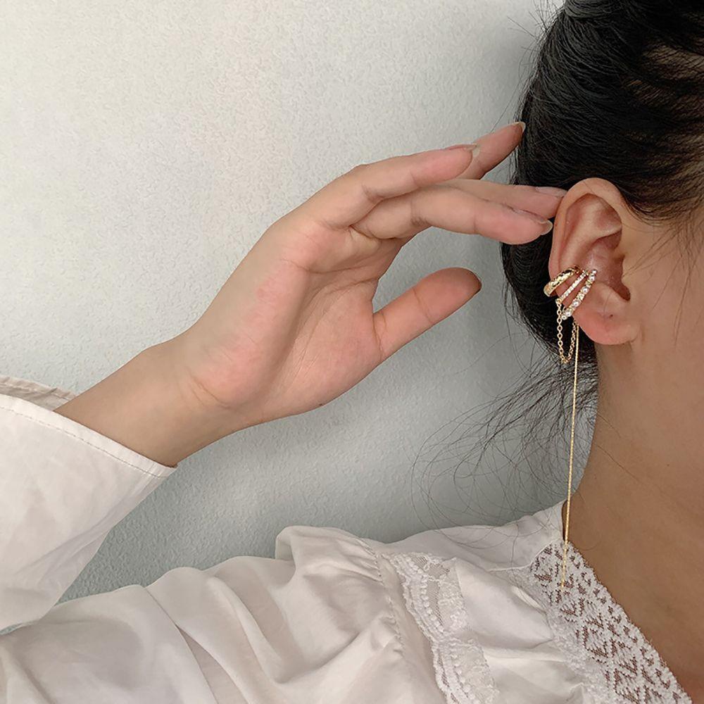 Bông Tai Thời Trang Kiểu Kẹp Dài Nhiều Lớp Cho Nữ VANES1