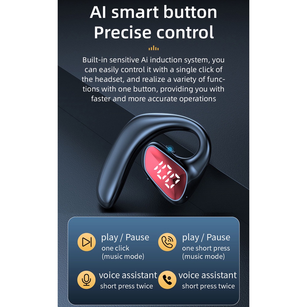 M-k8 Bluetooth Tai Nghe Tương Thích Màn Hình Hiển Thị Kỹ Thuật Số Kinh Doanh Tai Nghe Tai Dây Rung Loa Không Làm Đau Tai Tai Nghe Chụp Tai