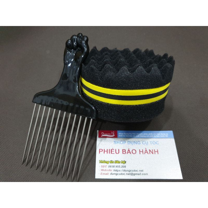 Lược Thép Premlock, Bộ Lược Răng Thưa + Mút Tạo Kiểu Tóc Châu Phi.(Ảnh thật)