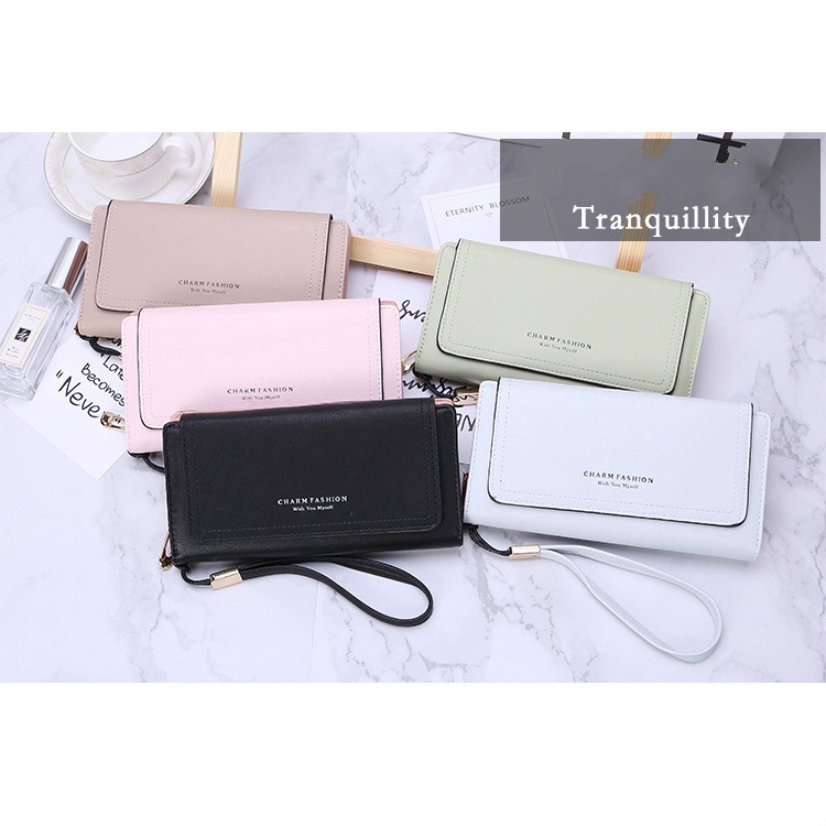 VOVO Genuine Women Forever Young Tri-Fold Zipper PU Leather Long Purse Zipper Clutch Long Wallet