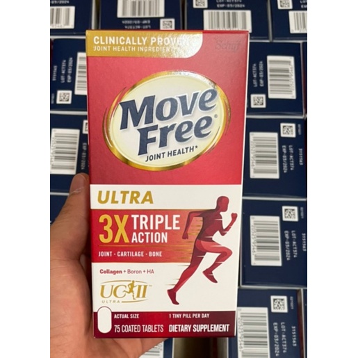 [Mẫu mới date 25]Hỗ trợ xương khớp Viên uống bổ xương khớp Schiff Move Free Ultra 3X Triple Action 75 viên của Mỹ