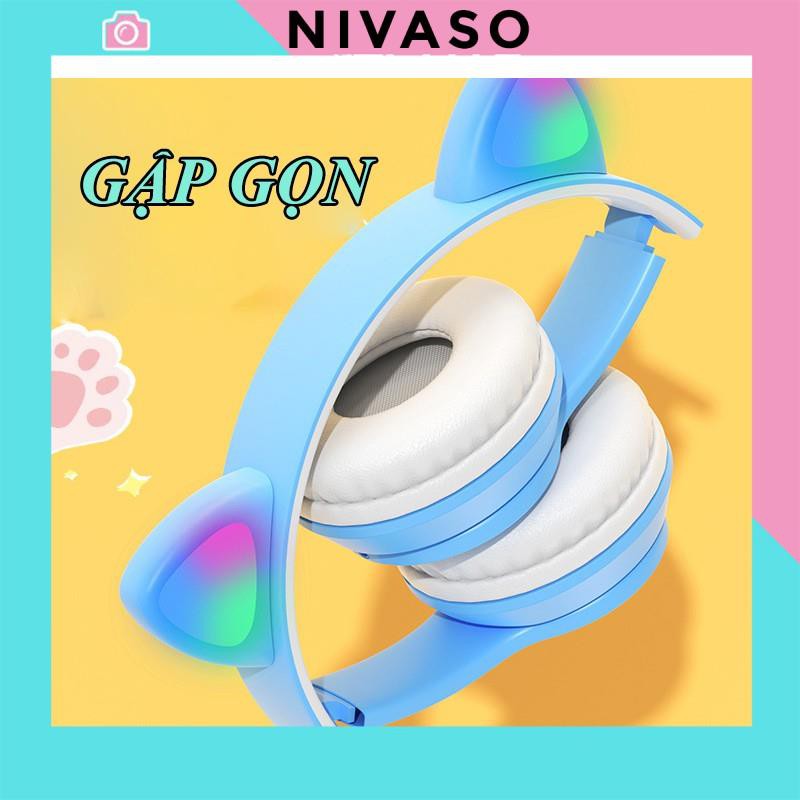 Tai Nghe Bluetooth Chụp tai ST71 có Mic Headphone không dây Dễ Thương tai mèo nghe nhạc, chơi game, cho bà bầu NIVASO | BigBuy360 - bigbuy360.vn
