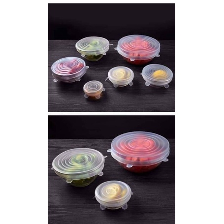 Set 6 màng bọc thực phẩm silicon bền, đẹp, đậy thức ăn, bảo quản đồ ăn tiện ích, thông minh