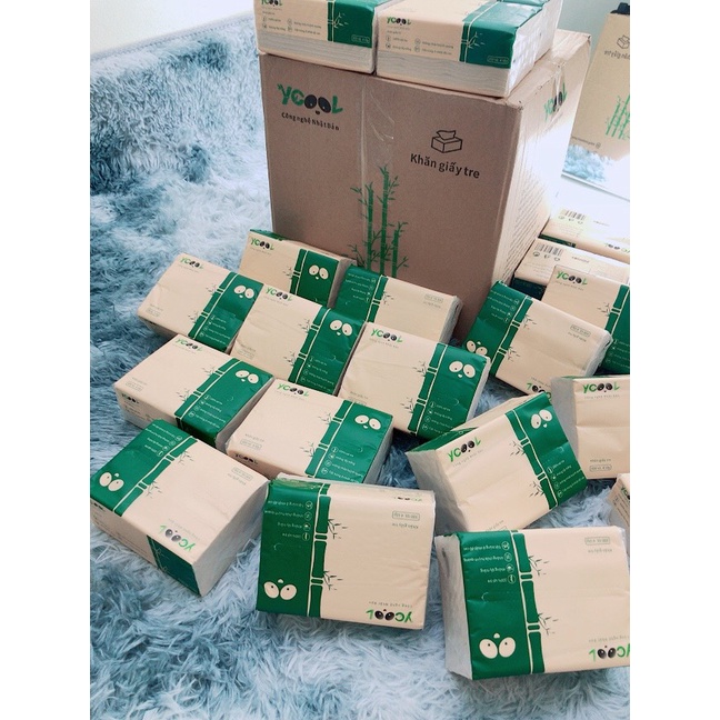 Giấy Ăn Lụa YCOOL Khăn Giấy Rút Đa Năng Trắng Tự Nhiên 300 Tờ 4 Lớp 24 Gói