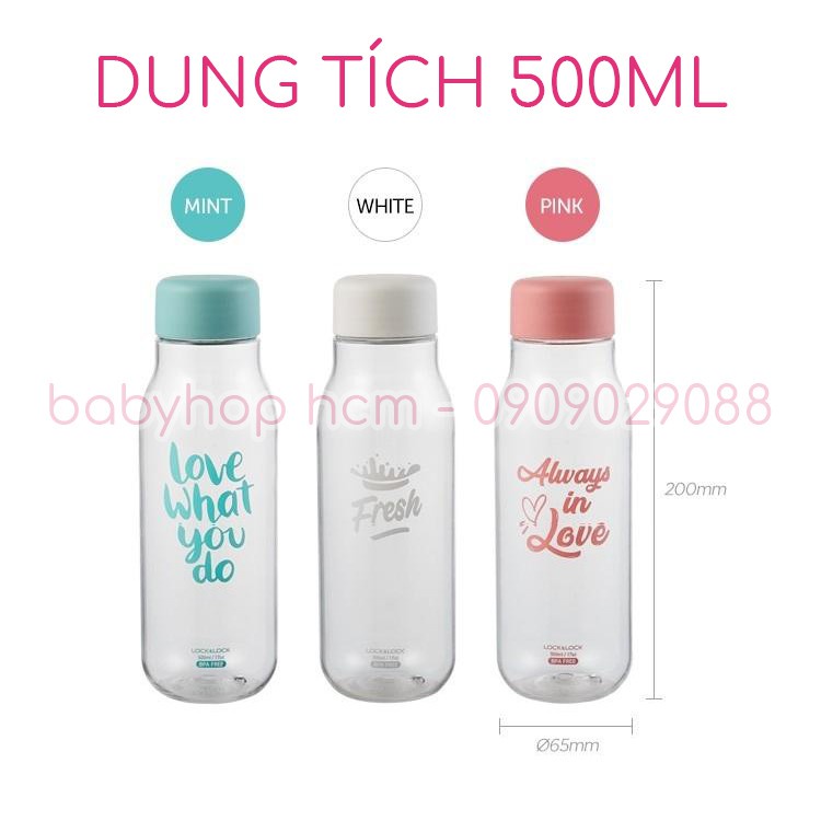 Bình nước Lock&Lock Milky dung tích 500ml nhựa PET BPA Free HAP654 - TRUCANHSG