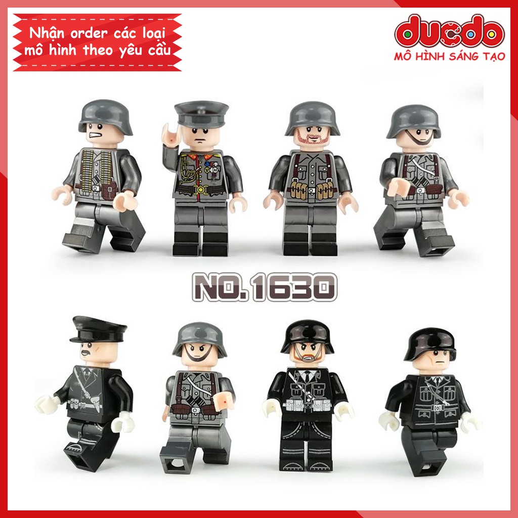 Minifigures 8 nhân vật tướng lính của phát xít Đức - Đồ chơi Lắp ghép Xếp hình Mini lính Army WW2 1630