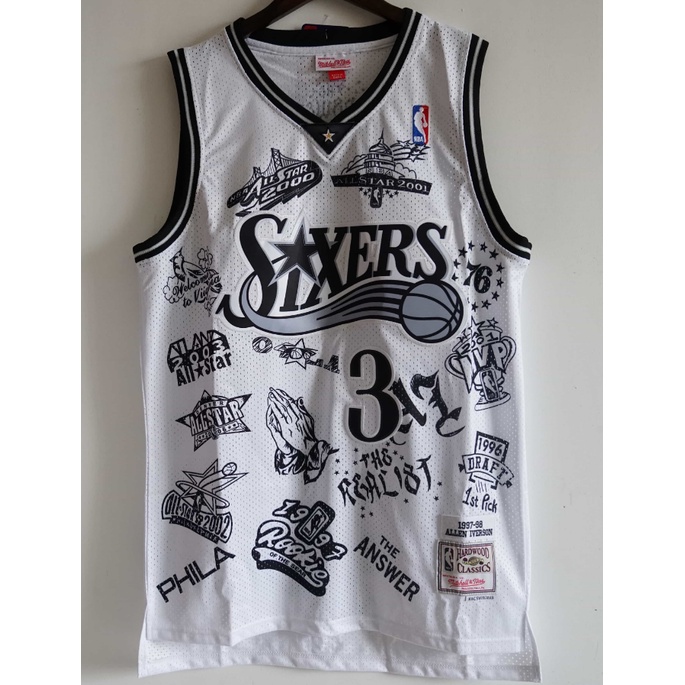 Áo Bóng Rổ Thêu logo Philadelphia 76Es 3 Allen lverson Mới