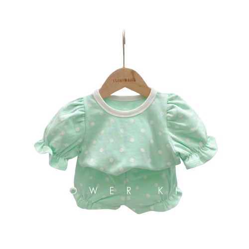 Bộ cotton chấm bi tay và quần bo chun hàng xuất siêu đẹp XHN915