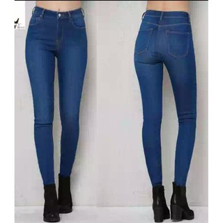 quần jean nữ trơn co giãn lưng cao