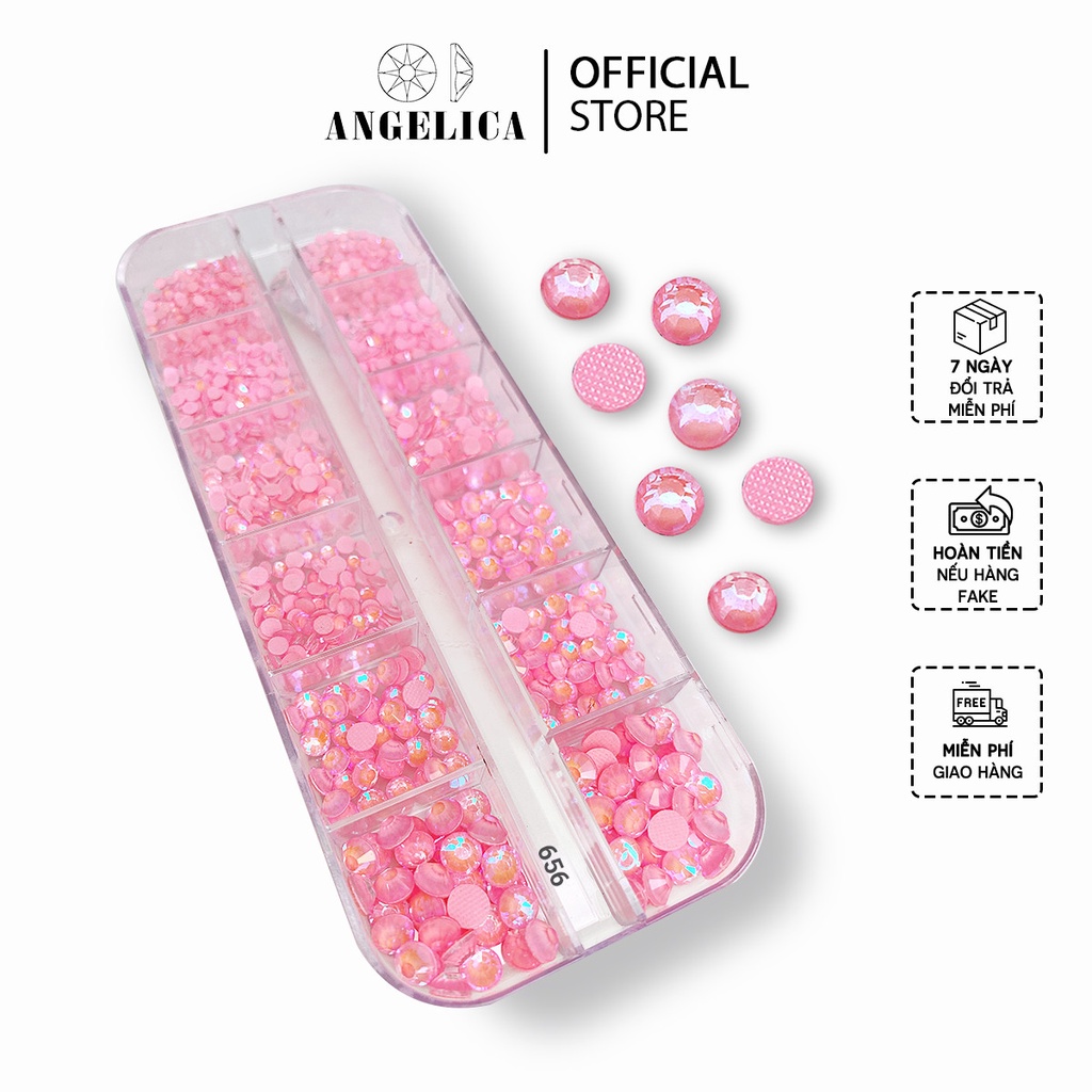 Đá Chân Lưới Nail 12 Khía Light Pink Fluorescence Đính Móng ANGELICA 656