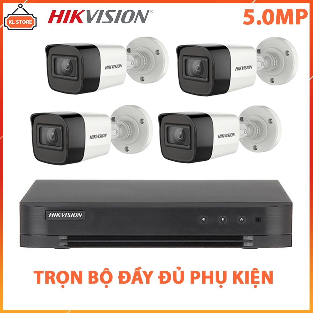 Bộ Camera Quan Sát Hikvision 4 Kênh Super HD 5.0MP Tích Hợp Mic Thu Âm Đầy Đủ Phụ Kiện Lắp Đặt