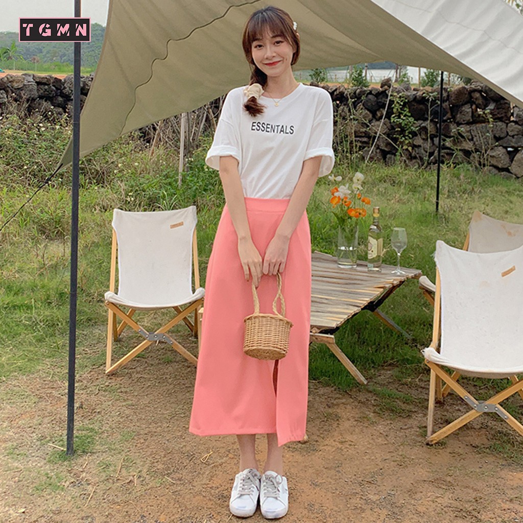 Chân váy dài ulzzang phong cách Hàn Quốc, chân váy chữ a dài xẻ tà | BigBuy360 - bigbuy360.vn