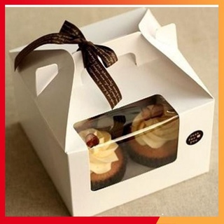 Hộp đựng 4 bánh cupcake màu trắng có quai xách tiện lợi, thông minh -Túi Hộp Minh Anh