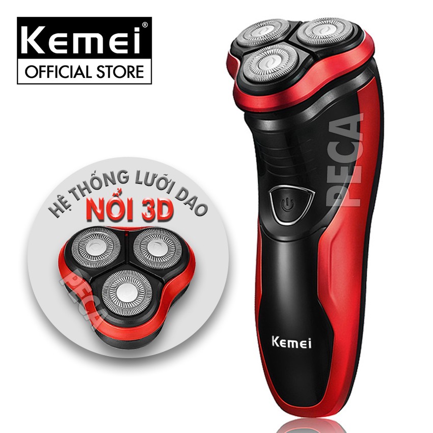 Máy cạo râu lưỡi nổi 3D chính hãng Kemei 9013 có đầu tông đơ phụ tiện lợi-cạo khô hoặc cạo ướt đều đư bảo hành 12 tháng