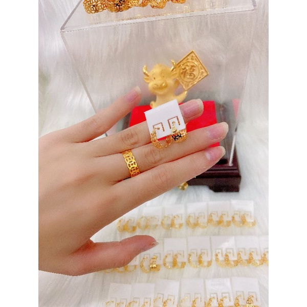 Sét hoa tai và nhẫn kt vàng 6k