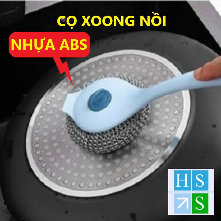 Cây cọ rửa ĐA NĂNG kèm búi lưới cán dài 27cm dụng cụ chà xoong nồi rửa chén bát kệ bếp bồn rửa cọ nền - HS Shop Đà Nẵng