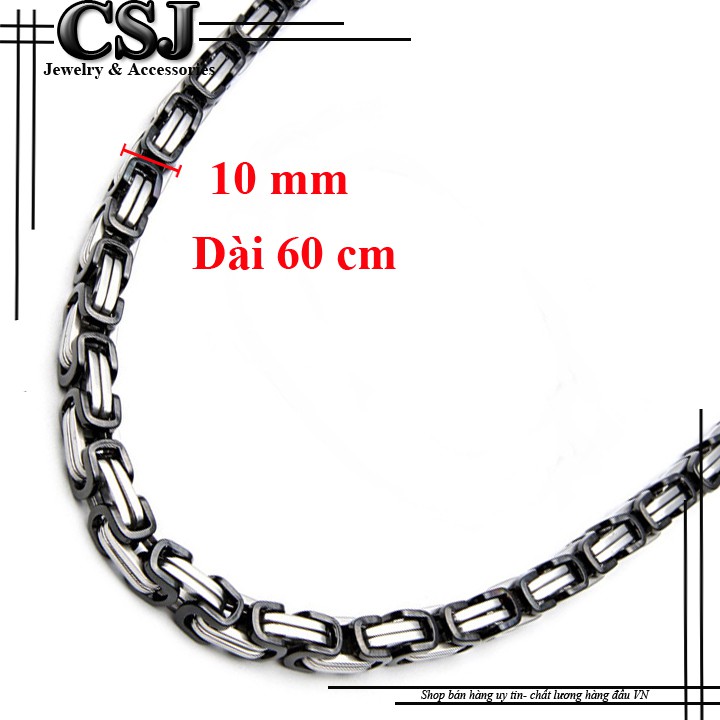 DÂY CHUYỀN INOX NAM ZICZAC 10LY TRẮNG ĐEN siêu chất