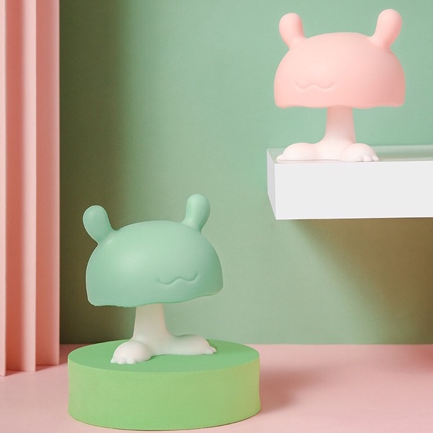 Đồ chơi gặm nướu hình nấm slicol, Shop Bố Sam, 2in1 khay để đồ ăn dặm kèm hộp đựng an toàn, hình dạng dễ thương.